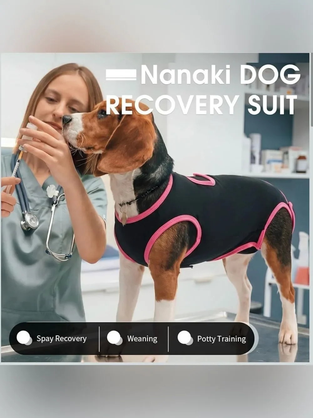 Dog Female Black Pink Post Operative Surgery Recovery Suit for Spaying XL NEW